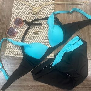 Black/light blue  bikini, size large, brand new, no tags